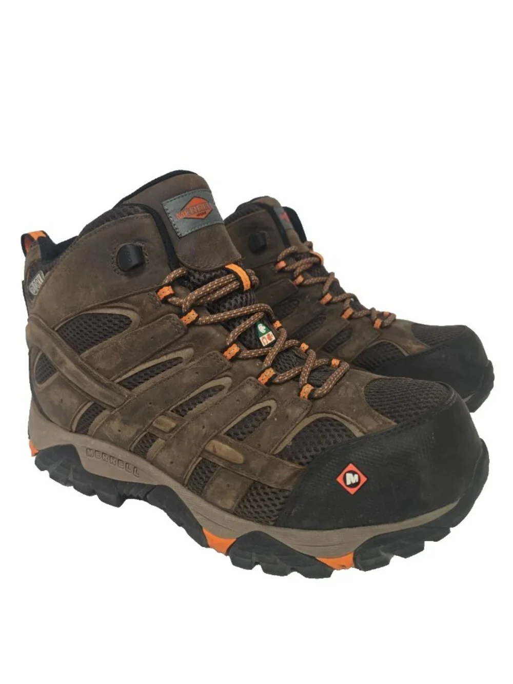 Merrell Mens Moab 2 Ventilator Mid Waterproof Comp Toe CSA Work Boot Brown 11.5W